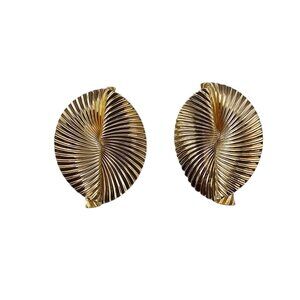 Tiffany & Co. 14K Yellow Gold Fluted Clip-On Earrings w/Pouch #23712